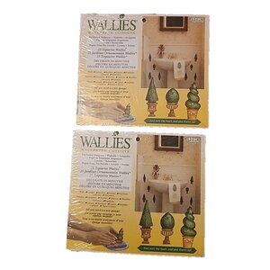2 Sets Topiary Shrubs Wallies Wallpaper Cut Outs  5" Pre-pasted Washable SEALED
